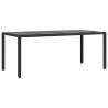 Stylish Black Garden Table with Glass Top - 190x90 cm