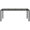 Stylish Black Garden Table with Glass Top - 190x90 cm