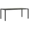 Stylish Black Garden Table with Glass Top - 190x90 cm