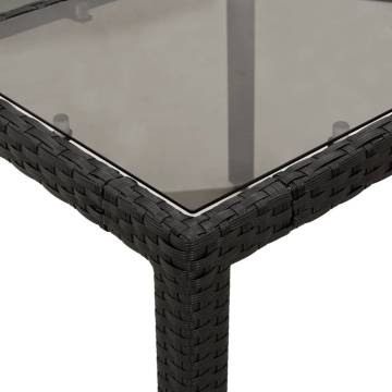 Stylish Black Garden Table with Glass Top - 190x90 cm