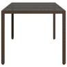 Brown Garden Table with Glass Top - 190x90 cm Poly Rattan