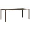 Brown Garden Table with Glass Top - 190x90 cm Poly Rattan