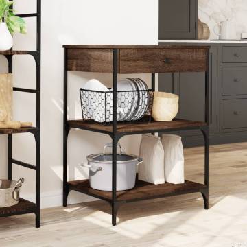 Kitchen Trolley Brown Oak - Engineered Wood | HipoMarket UK