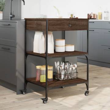 Kitchen Trolley Brown Oak - Engineered Wood | HipoMarket UK