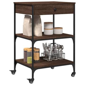 Kitchen Trolley Brown Oak - Engineered Wood | HipoMarket UK