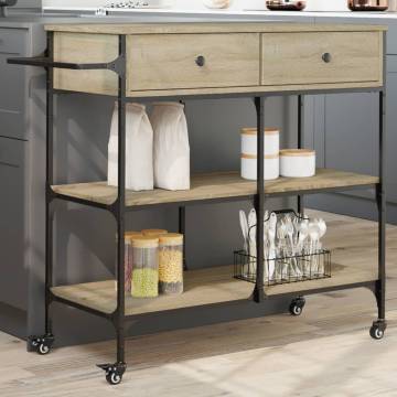 Sonoma Oak Kitchen Trolley - Stylish & Practical | HipoMarket