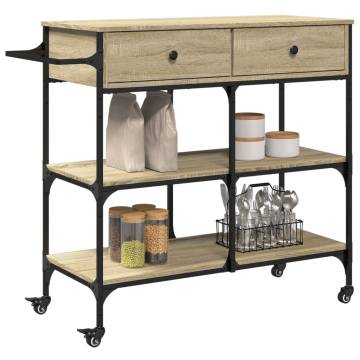 Sonoma Oak Kitchen Trolley - Stylish & Practical | HipoMarket