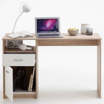 FMD Desk with Drawer - Contemporary Oak & White - 123x50 cm