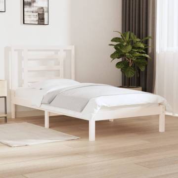 White Solid Wood Pine Bed Frame 90x200 cm - Stylish & Sturdy