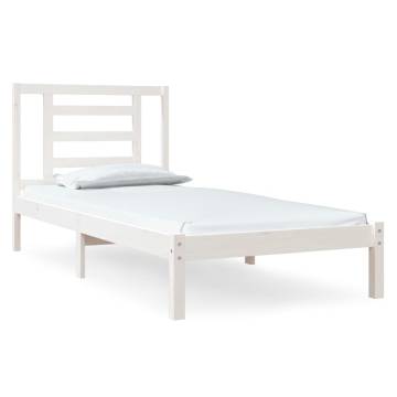 White Solid Wood Pine Bed Frame 90x200 cm - Stylish & Sturdy