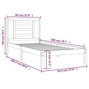 White Solid Wood Pine Bed Frame 90x200 cm - Stylish & Sturdy