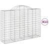 Arched Gabion Baskets - 13 pcs Galvanised Iron Garden Barriers