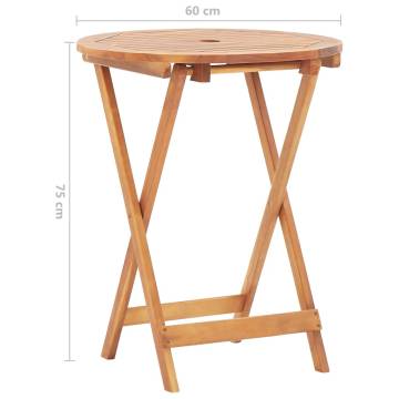 Folding Garden Table 60x75 cm - Solid Acacia Wood