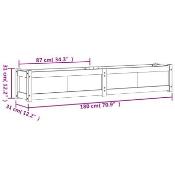 Garden Planter Wax Brown - Solid Pine 180x31x31 cm