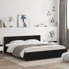 Stylish Black Bed Frame with LED Headboard - 200x200 cm