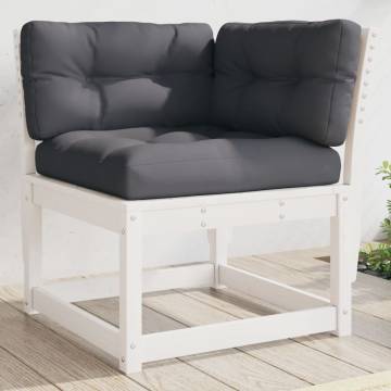 Garden Sofa Corner with Cushions – White Pine Wood | Hipo Market