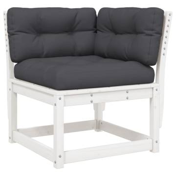 Garden Sofa Corner with Cushions – White Pine Wood | Hipo Market