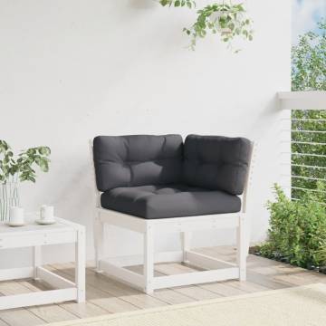 Garden Sofa Corner with Cushions – White Pine Wood | Hipo Market