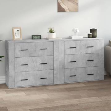 Stylish 2 pcs Concrete Grey Sideboards | Hipomarket UK