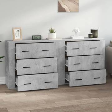 Stylish 2 pcs Concrete Grey Sideboards | Hipomarket UK