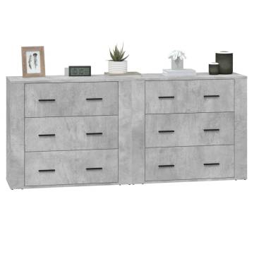 Stylish 2 pcs Concrete Grey Sideboards | Hipomarket UK