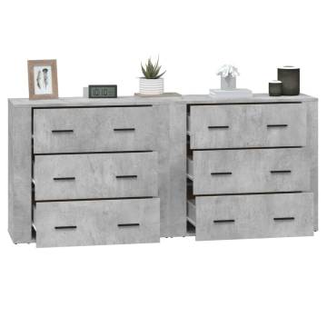 Stylish 2 pcs Concrete Grey Sideboards | Hipomarket UK