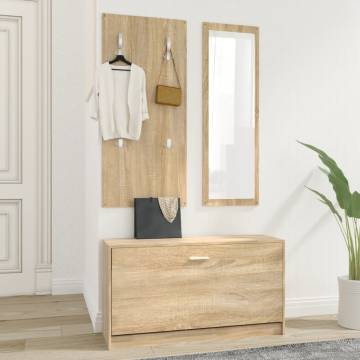 3-in-1 Shoe Cabinet Set - Sonoma Oak Engineered Wood