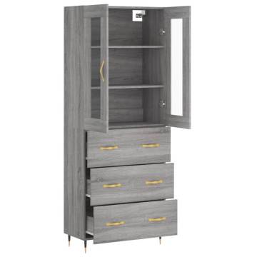 Elegant Highboard Grey Sonoma | 69.5x34x180 cm | Hipomarket