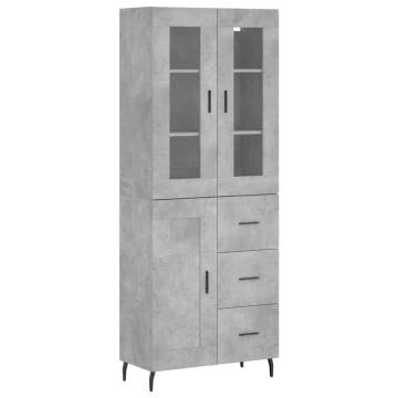 Stylish Highboard in Concrete Grey - 69.5x34x180 cm