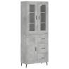 Stylish Highboard in Concrete Grey - 69.5x34x180 cm