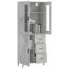 Stylish Highboard in Concrete Grey - 69.5x34x180 cm