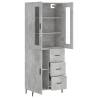 Stylish Highboard in Concrete Grey - 69.5x34x180 cm