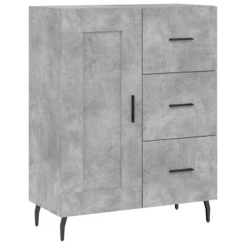 Stylish Highboard in Concrete Grey - 69.5x34x180 cm