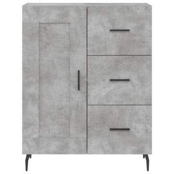 Stylish Highboard in Concrete Grey - 69.5x34x180 cm