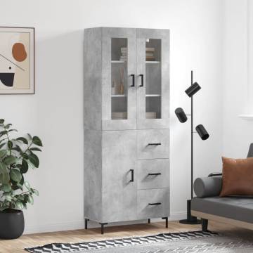 Stylish Highboard Concrete Grey - 69.5x34x180 cm | Hipo Market