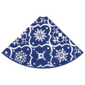 Luxury Blue Christmas Tree Skirt with Sock - 90 cm Fabric