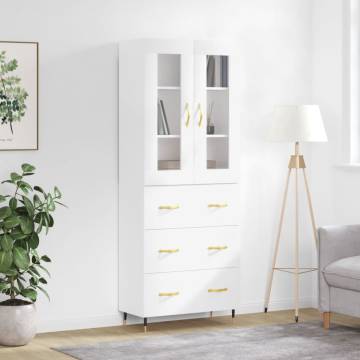 Stylish Highboard White 69.5x34x180 cm - Engineered Wood