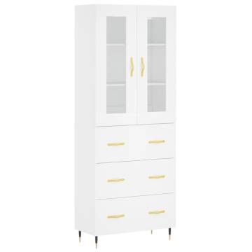 Stylish Highboard White 69.5x34x180 cm - Engineered Wood