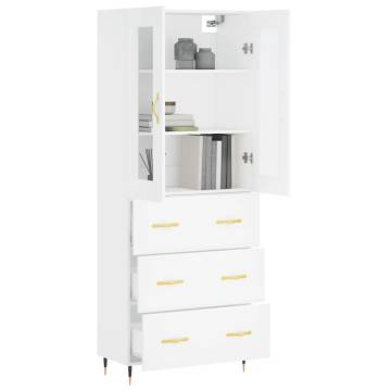 Stylish Highboard White 69.5x34x180 cm - Engineered Wood