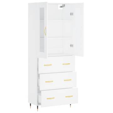 Stylish Highboard White 69.5x34x180 cm - Engineered Wood