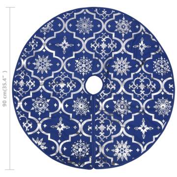 Luxury Blue Christmas Tree Skirt with Sock - 90 cm Fabric