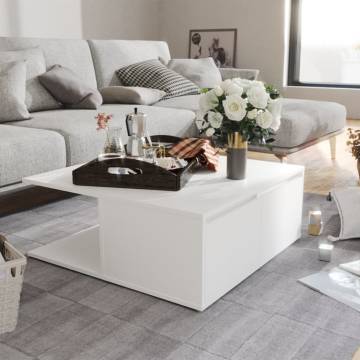 Stylish White Coffee Table 80x80 cm - Engineered Wood