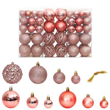 100 Pcs Pink & Rose Christmas Baubles - Perfect Tree Decor