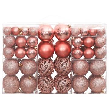 100 Pcs Pink & Rose Christmas Baubles - Perfect Tree Decor