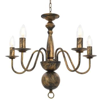 Antique Black Chandelier - Elegant Home Lighting (5 E14 Bulbs)