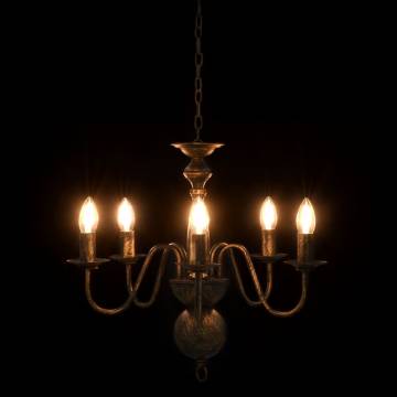 Antique Black Chandelier - Elegant Home Lighting (5 E14 Bulbs)