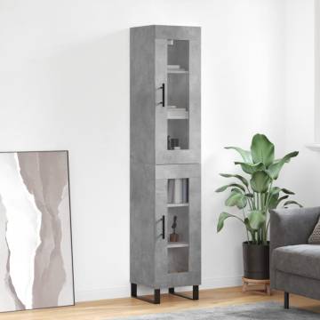 Stylish Highboard Concrete Grey - 34.5x34x180 cm