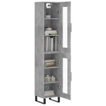 Stylish Highboard Concrete Grey - 34.5x34x180 cm