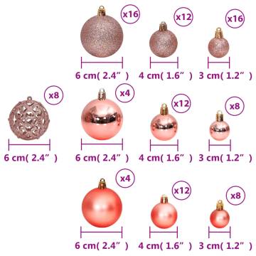 100 Pcs Pink & Rose Christmas Baubles - Perfect Tree Decor