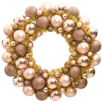 Rose Gold Christmas Wreath - 45 cm Shatterproof Decor